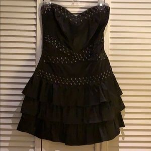 Black studded dress with ruffles